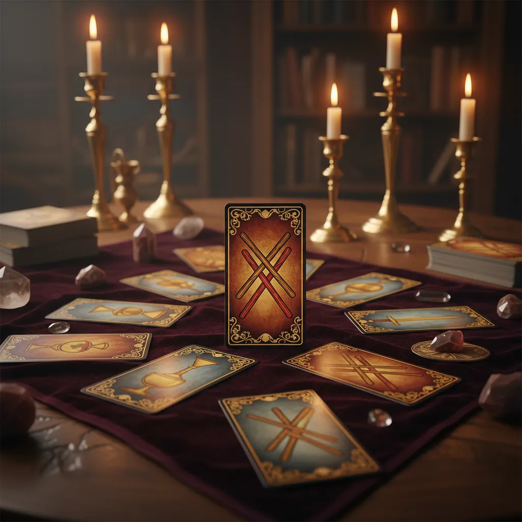 Cinco de Bastos en posición vertical: Significado y simbolismo