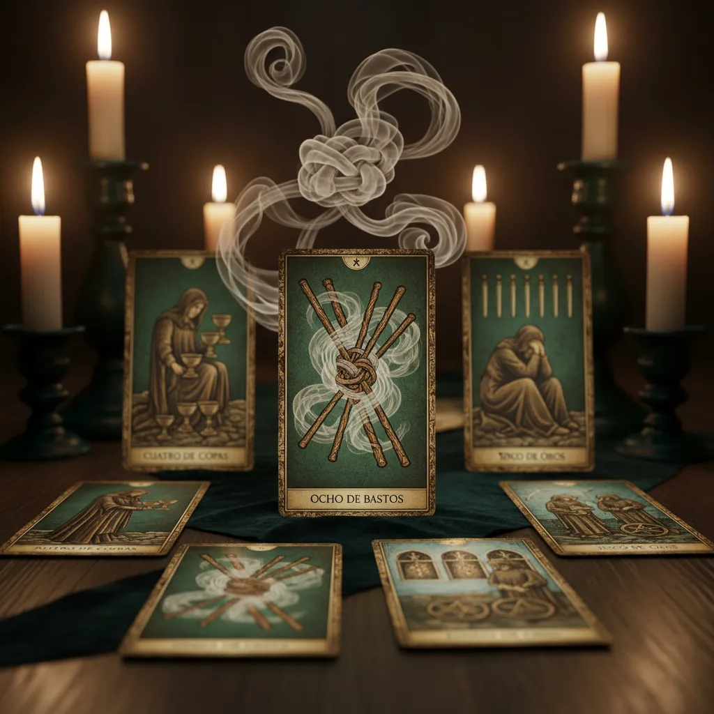 Ocho de Bastos Invertido: Significado, Amor y Consejos