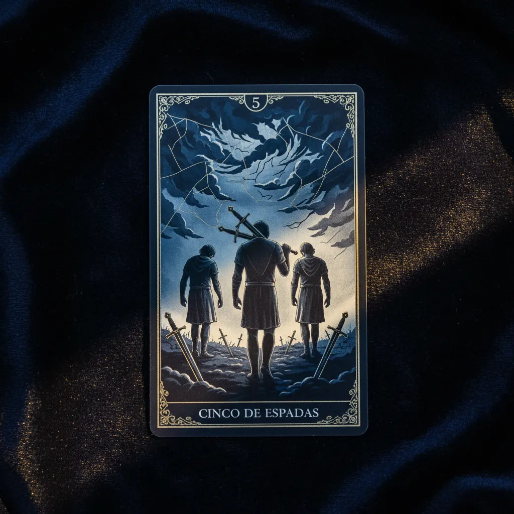 Cinco de Espadas en el Tarot: Significado, lecciones y simbolismo